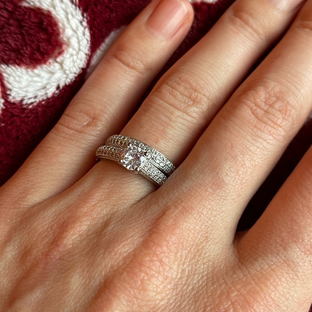 925 Silver Rings For Women Double Bridal Sets - Picture 4 of 5